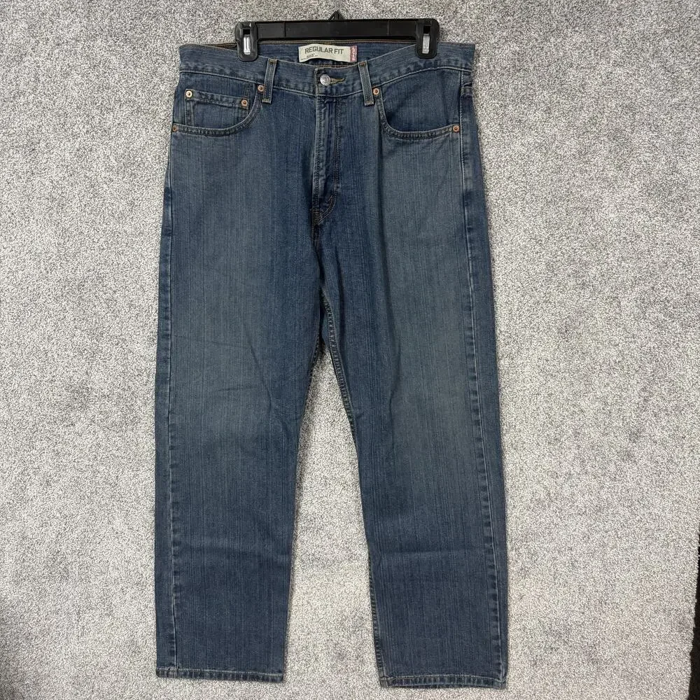 Levis 505 Regular Fit Jeans Mens 34x29 Blue Straight Denim Mid Wash Classic